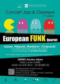 6ème Jazz et Classique : European Fun Quartet, 3 accordéons et 1 piano, parrainé par Richard Galliano.. Le jeudi 1er mai 2014 à Serres. Hautes-Alpes.  18h30